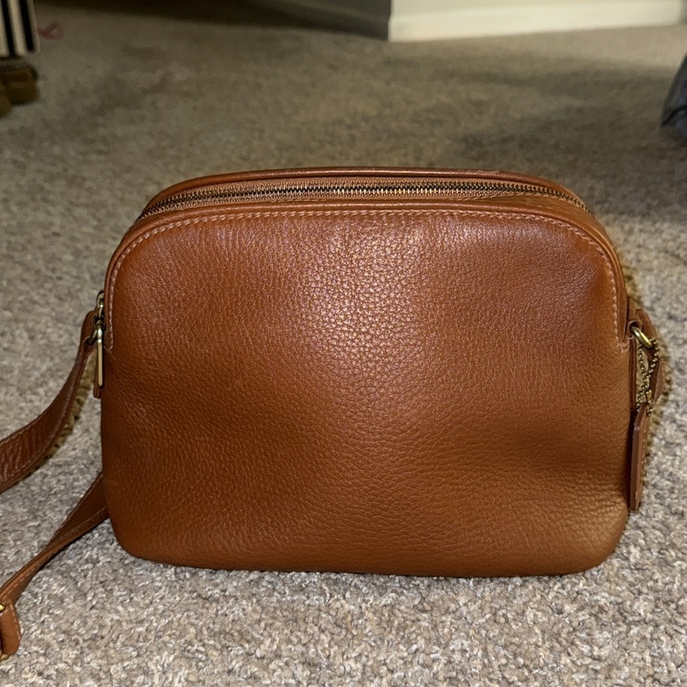 Vintage Sonoma Double Zip Bag brown coach shoulder/crossbody bag with brass